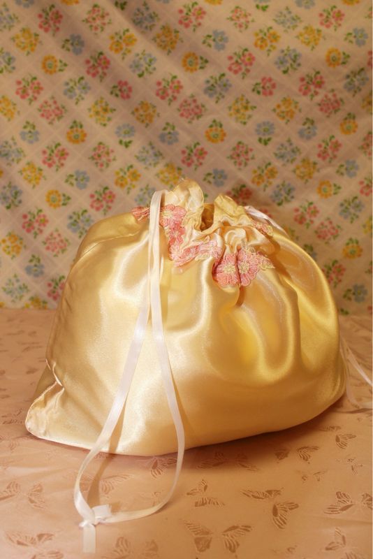 Yellow Silk Reticule Bag