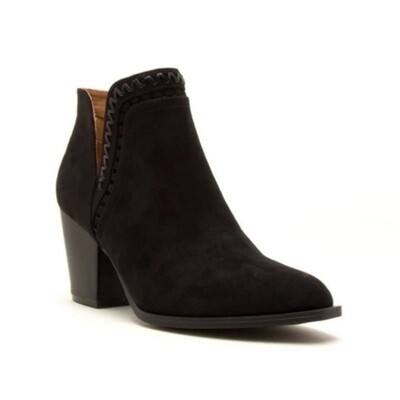 Ankle Heel Suede Booties with Braided stitch