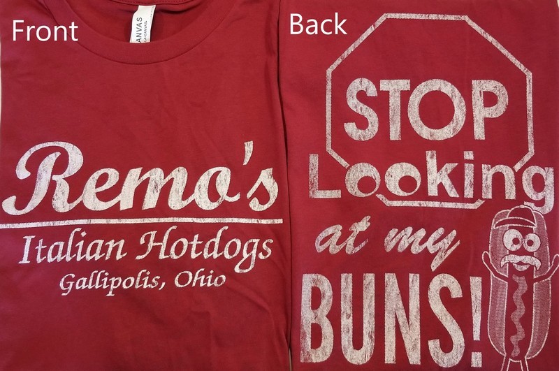 Remo&#39;s Stop Looking at My Buns T-shirt