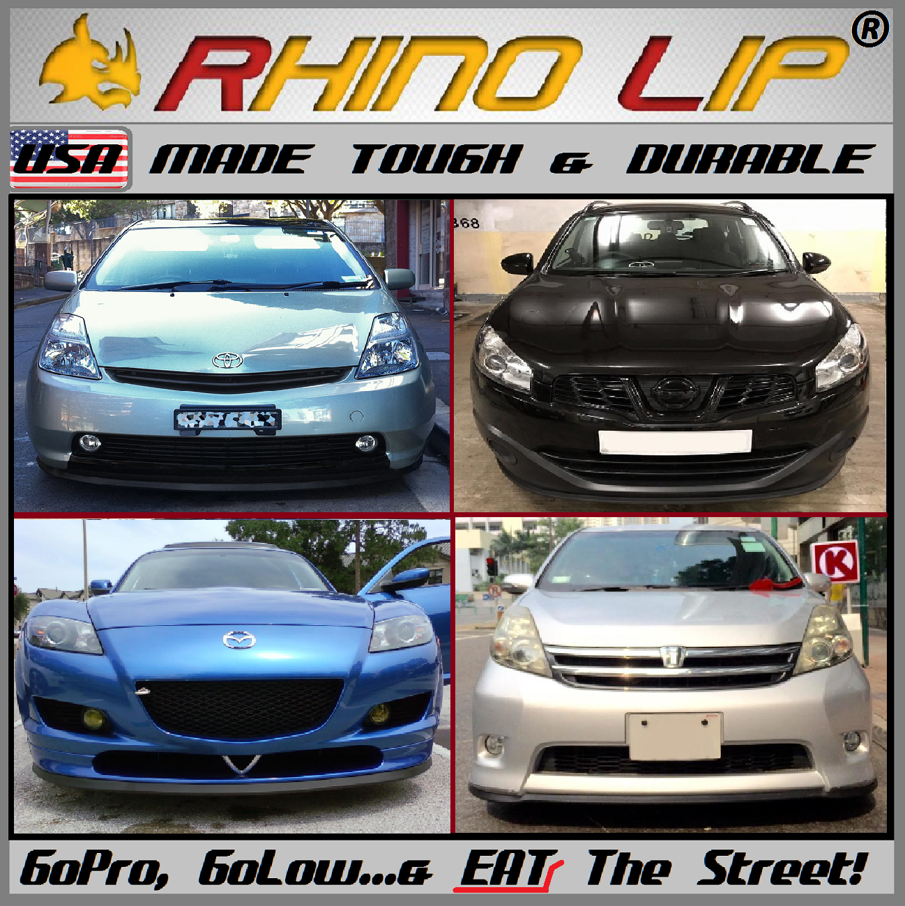 8&#39; Ft. Std. RhinoLip®: Flexible USA Made Rubber Chin-Lip For Japanese JDM Cars!