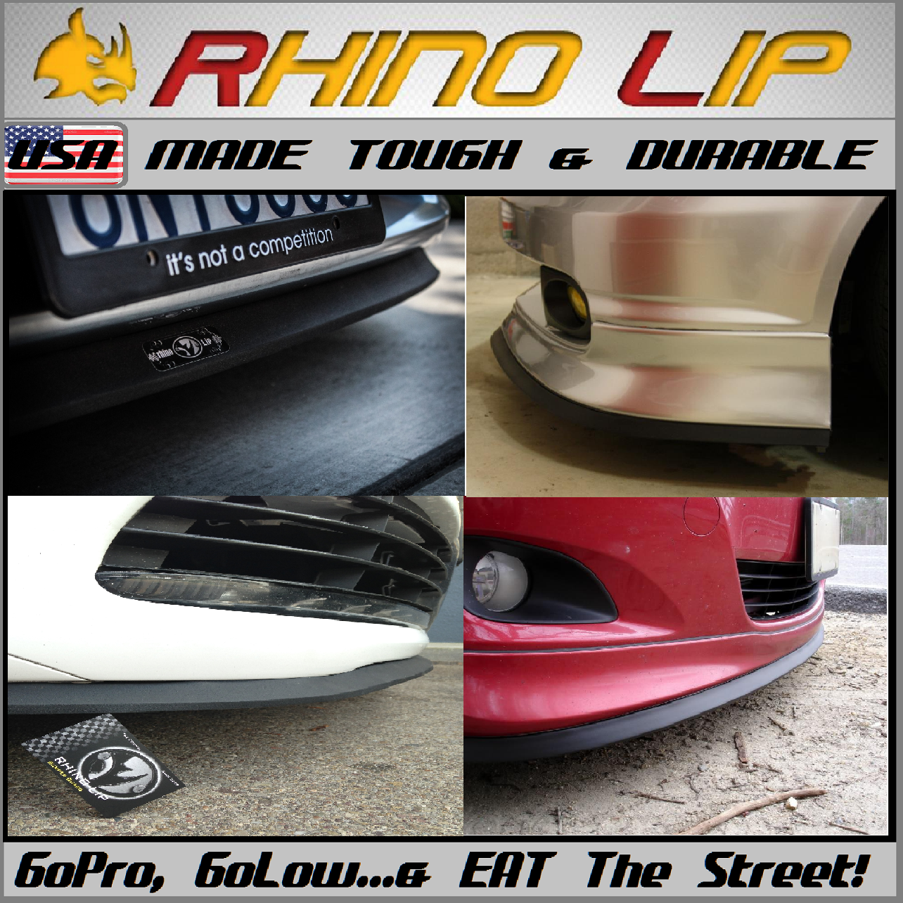 8&#39; Ft. Std. RhinoLip®: Flexible USA Made Rubber Chin-Lip For Most Any &amp; AllCars!