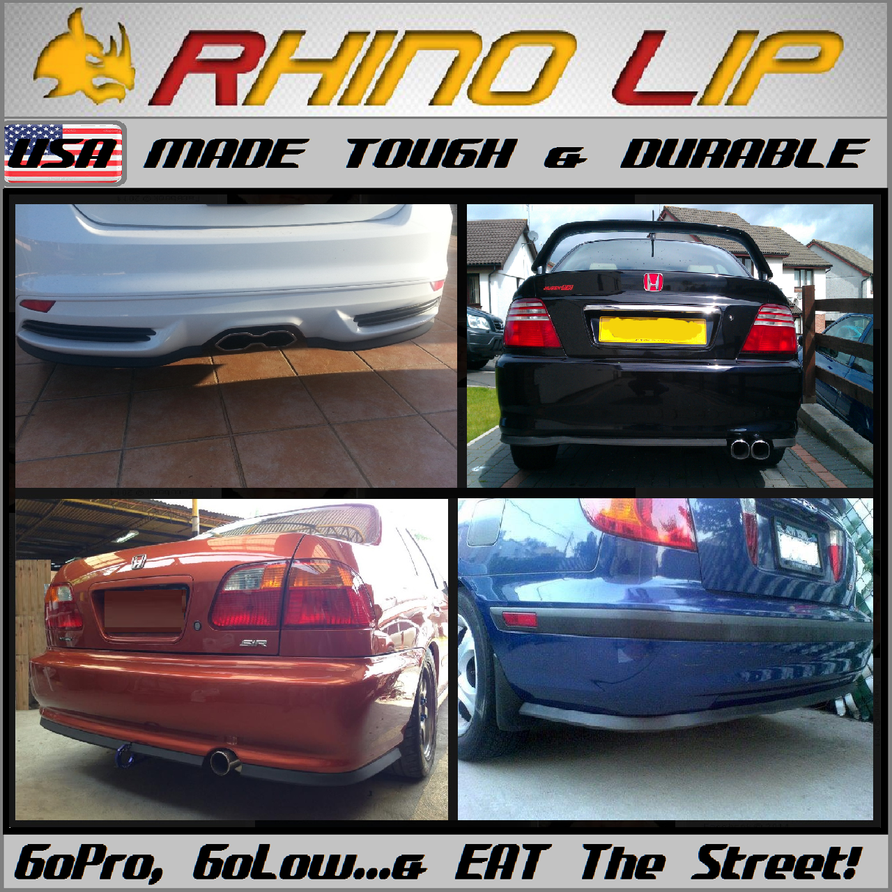 8&#39; Ft. Std. RhinoLip®: Flexible USA Made Rubber Chin-Lip For Rear-Aprons On Cars!