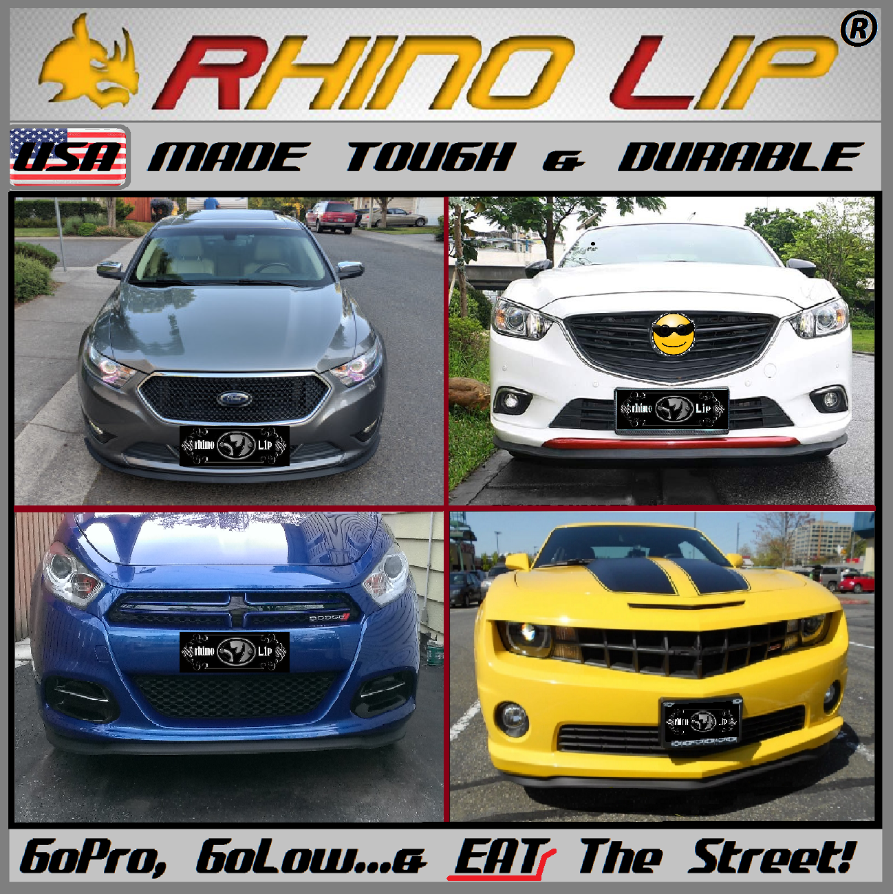 8&#39; Ft. Std. RhinoLip®: Flexible USA Made Rubber Chin-Lip Trim For Domestic Cars!
