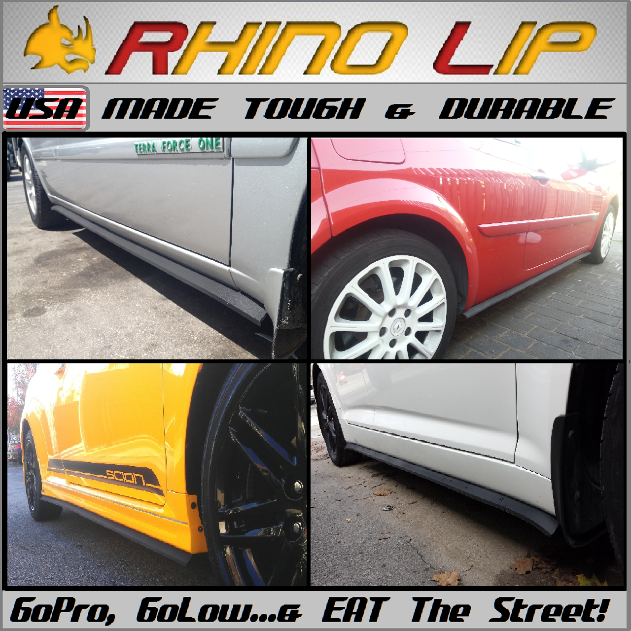 14&#39; Ft. (2 X&#39;s 7&#39; Ft./Ea. L &amp; R) RhinoLip®: Flexible USA Made Rubber Chin-Lip For Side-Skirt Extension &amp; Trim!