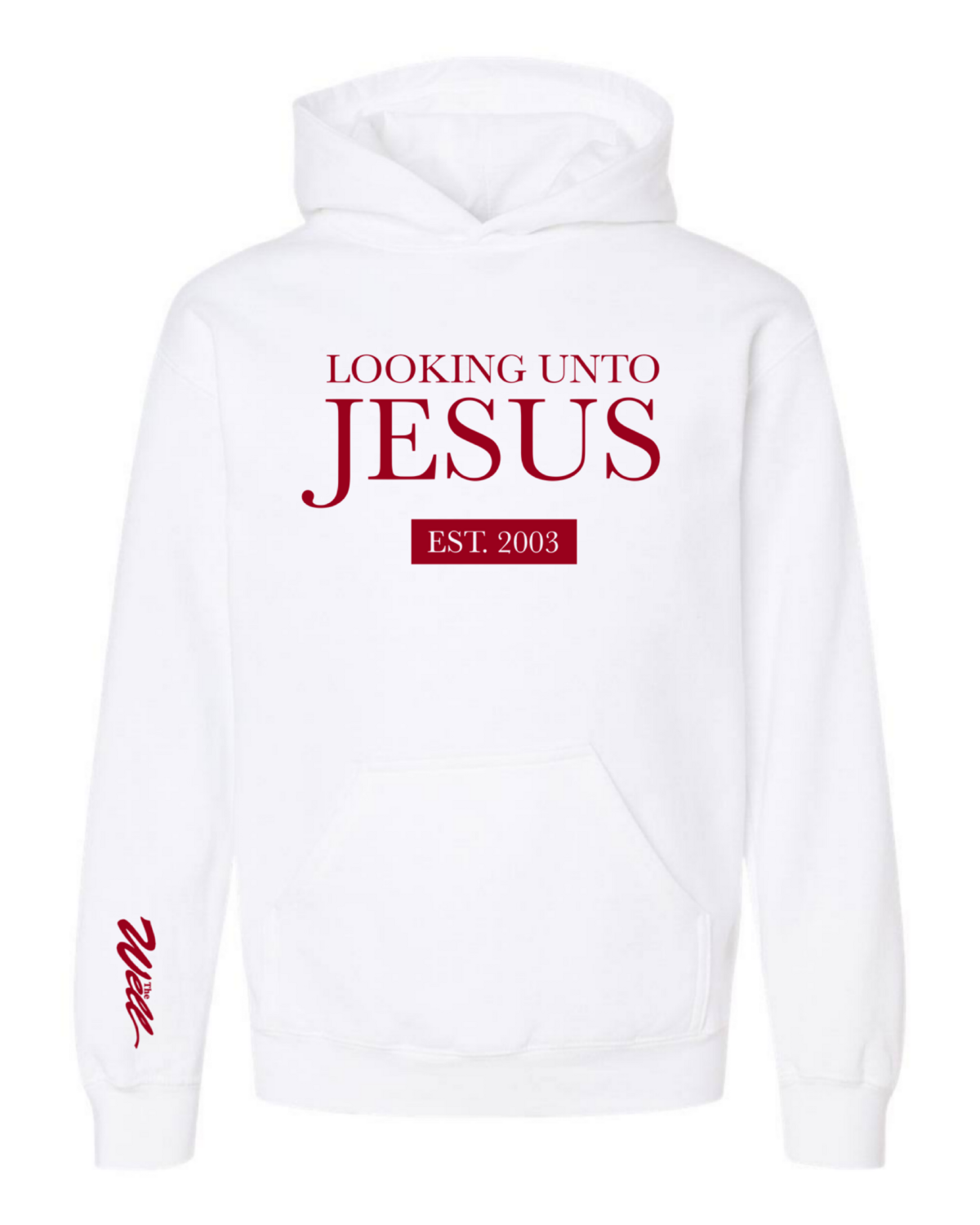 Looking Unto Jesus Adult Hoodie {20 Year Commemorative} - The Well - Unisex, Color: White