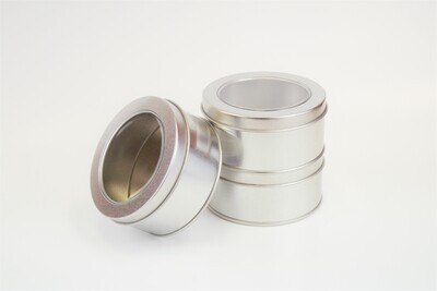 Small Round Tin w/Window - Silver - 1.4OZ/40G