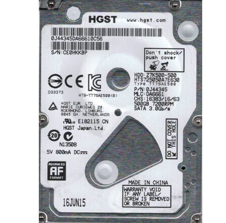 Hitachi Travelstar 500GB SATA Hard Drive | 0J47815 | 678309-005
