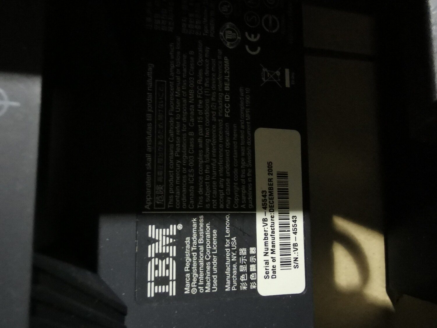 6736-HC9 | Lenovo L200P ThinkVision 20 Inch Monitor | 6736HC9