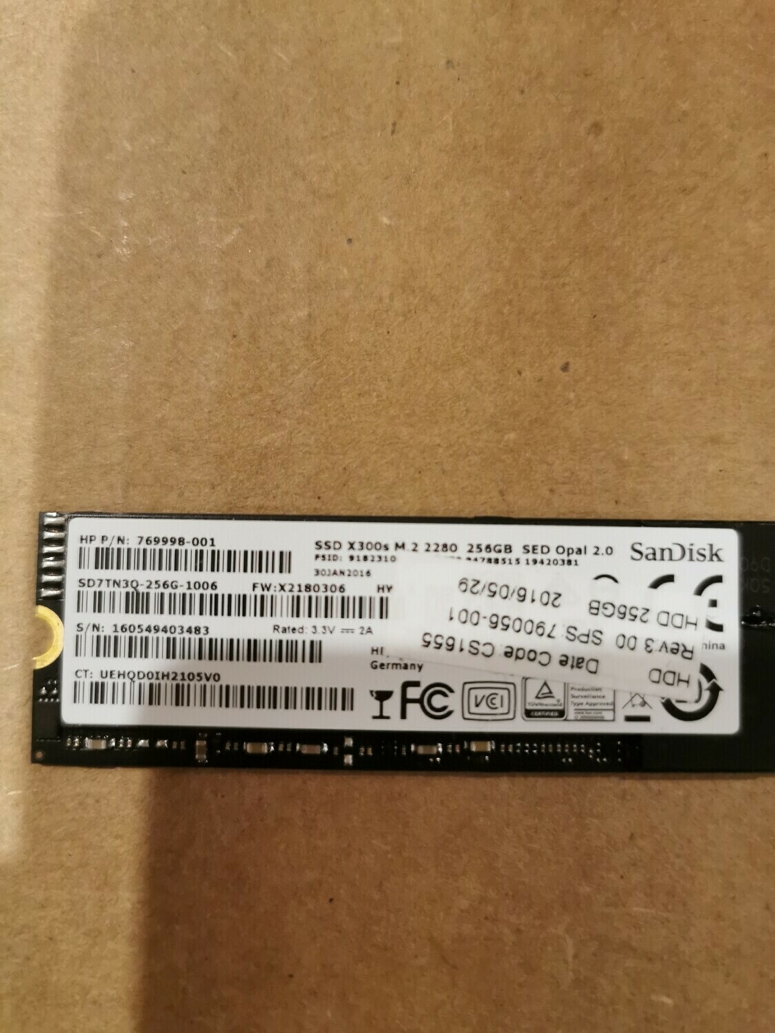 893221-001 | HP M.2 2280 256GB SSD