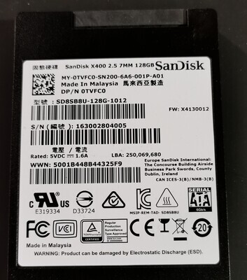 0TVFC0​ | Dell SATA SSD​ ​128GB Solid State Drive 2.5"
