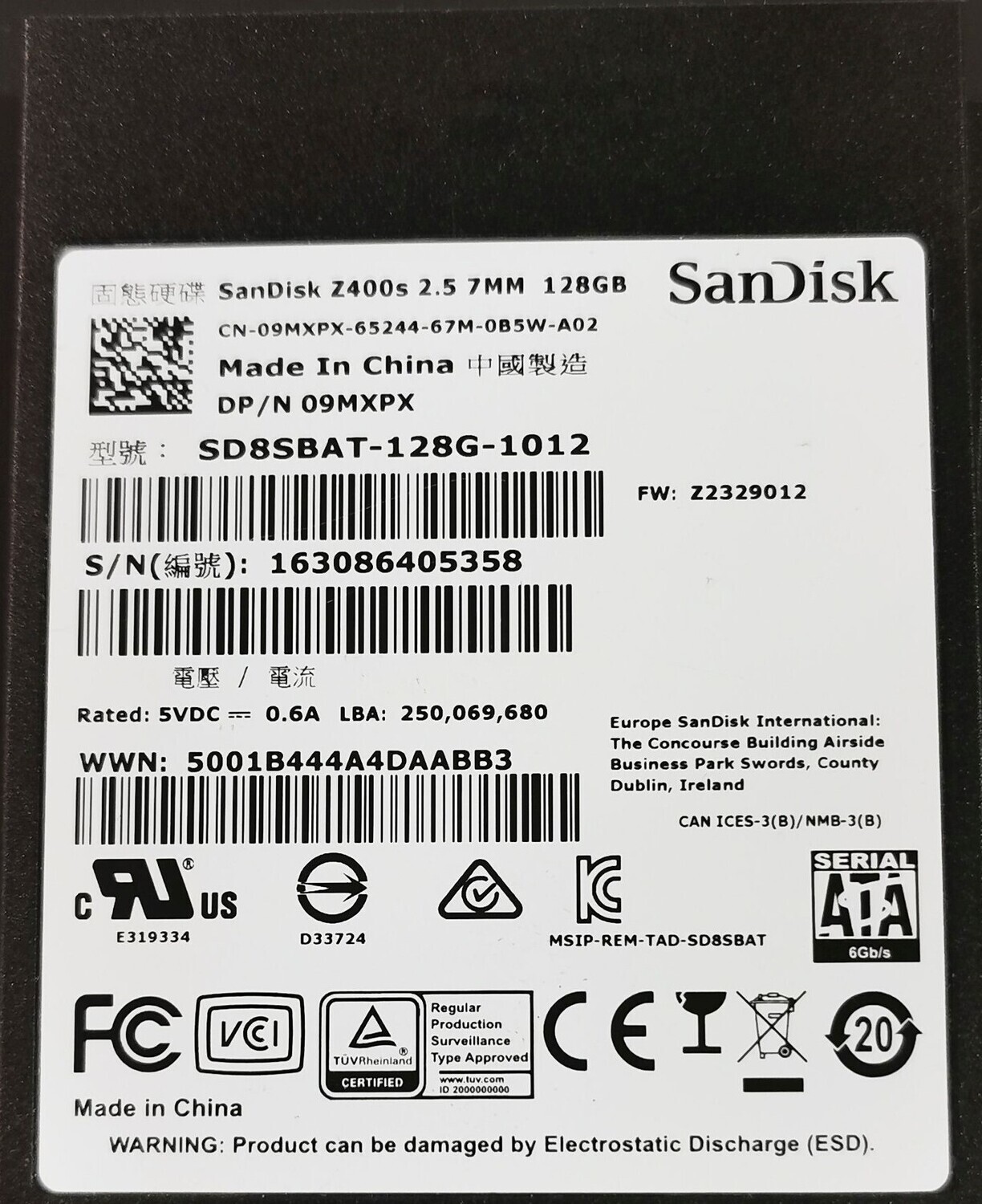 09MXPX​ | Dell SATA SSD​ ​128GB Solid State Drive 2.5"