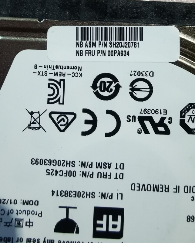 Lenovo 500GB 72000RPM 2.5" 7mm SATA Hard Drive | 00FC425 | SH20G63093 | SH20E38314