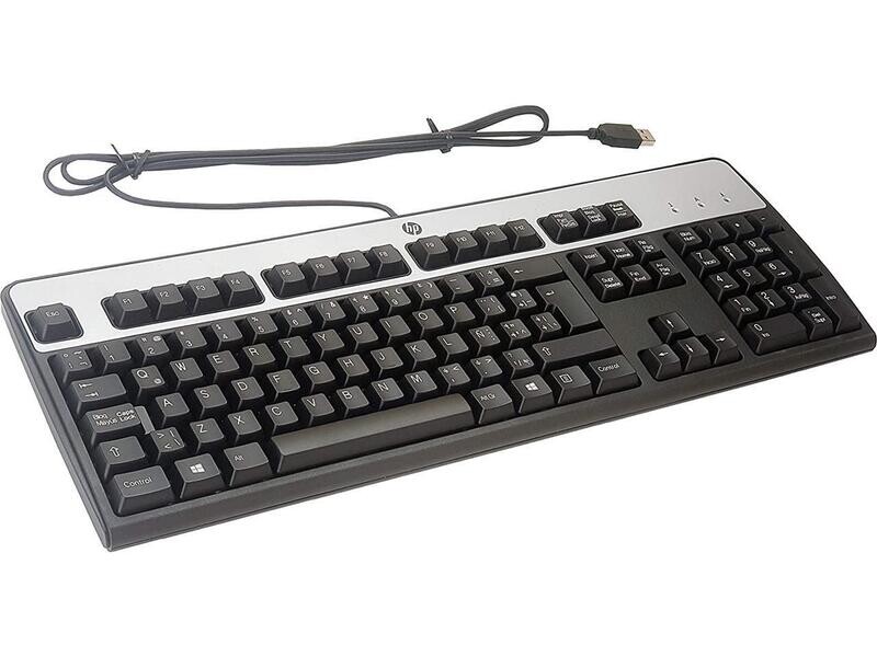 HP USB Wired Keyboard Black and Silver | 434821-002