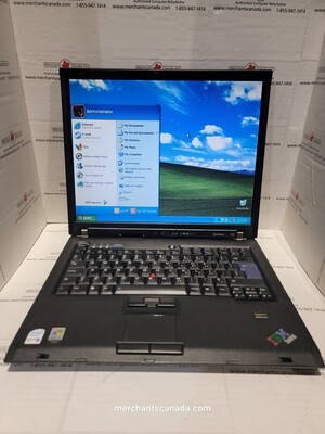 Lenovo ThinkPad T60 Core Duo T2400 1.83 GHz | 1GB | 60GB | DVD-RW | Modem | NIC | WiFi | Windows XP Pro | 1951-52F | French Canadian Keyboard​