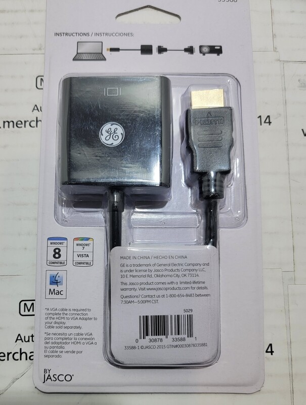 GE HDMI to VGA Adapter, Full HD 1080P 4K Ultra HD (NEW)