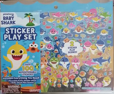 Baby Shark Sticker Play Set, 100 Reusable Stickers Sealed New