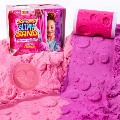 SlimySand Galaxy/Ocean, 10 Ounces of SlimySand in 2 (Purple and Pink), Container is Reusable for Storage. Super Stretchy &amp; Moldable, Great for Tactile Fun