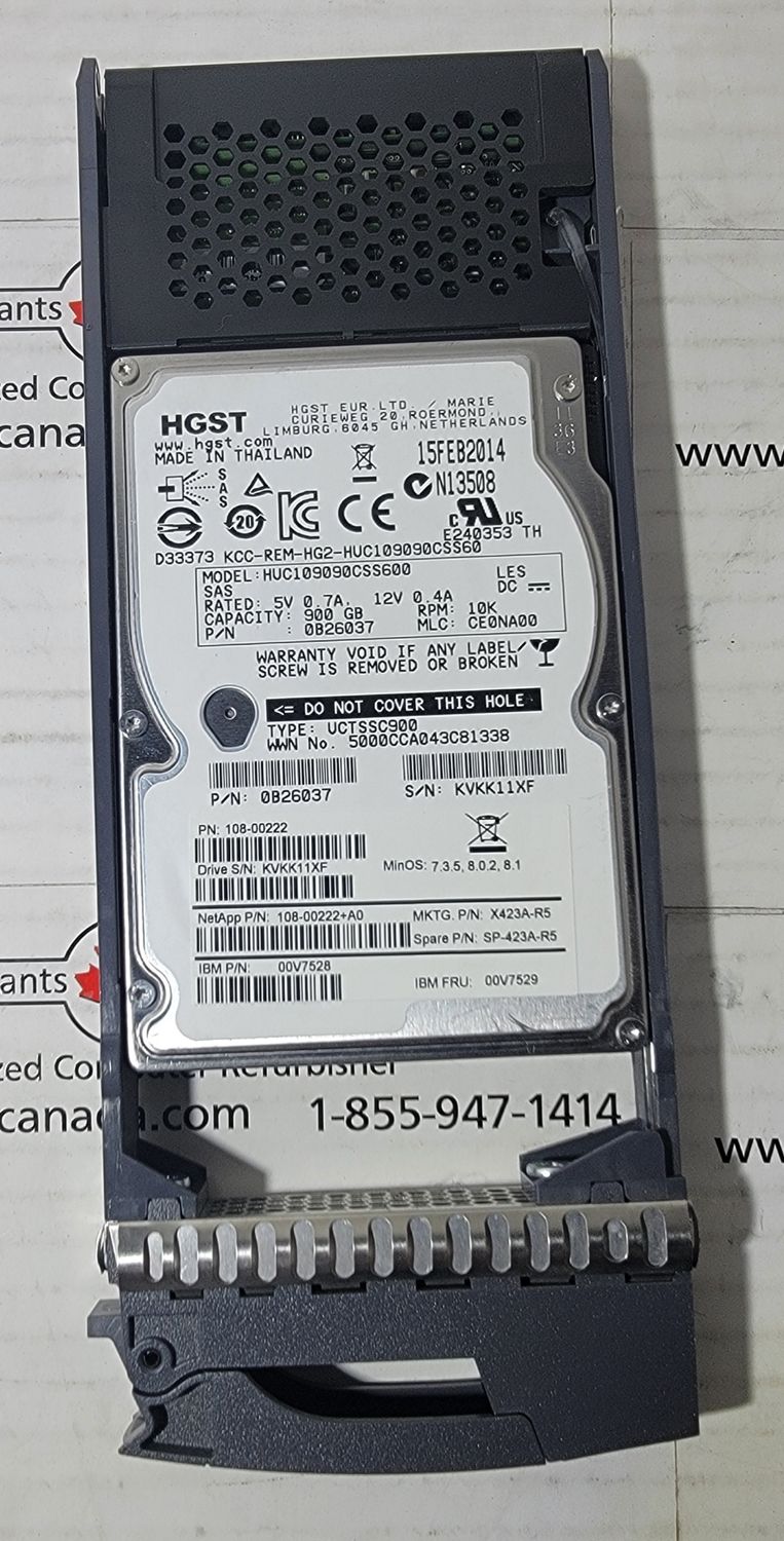0B26037 | HUC109090CSS600 |  NetApp 900GB 2.5&quot; SAS Hard Drive | 00V7529 | 00V7528 | X423A-R5 | SP-423A-R5 | 108-00222 | 108-00222+A0 | UCTSSC900