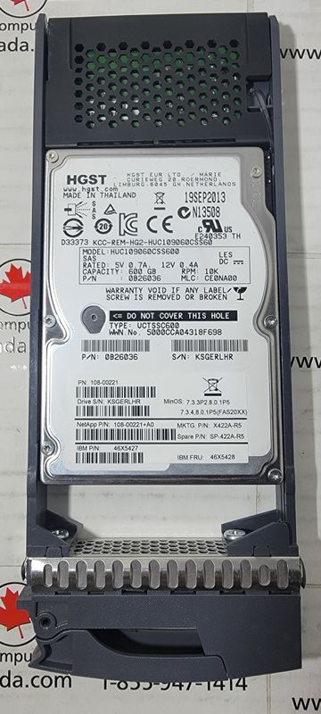 HGST HUC109060CSS600 | 600GB SAS Hard Drive with Caddy | 0B26036 | 46X5427 | 46X5428 | X422A-R5 | SP-422A-R5 | 108-00221+A0 | 108-00221 | UCTSSC600