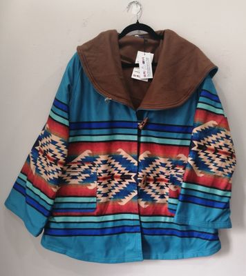 Kelly Reilly Jacket Beth Dutton Yellowstone Blue Hooded Fleece Poncho Women Coat