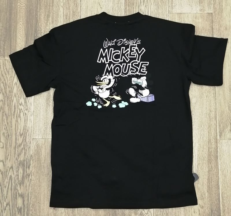 ZARA Men's T-Shirt with Mickey Mouse Print – Black – 100% Cotton – New