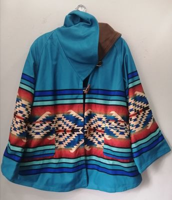 Kelly Reilly Jacket Beth Dutton Yellowstone Blue Hooded Fleece Poncho Women Coat
