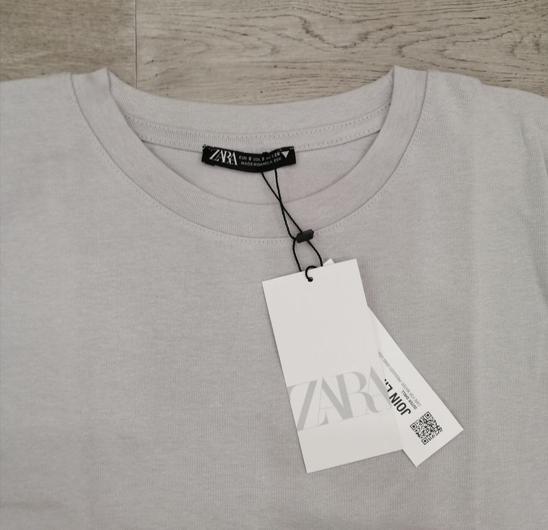 ZARA Women's Short T-Shirt – Gray – 100% Cotton – New
