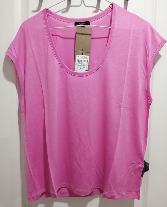 Massimo Dutti Women's T-Shirt – Pink – 100% Lyocell – New