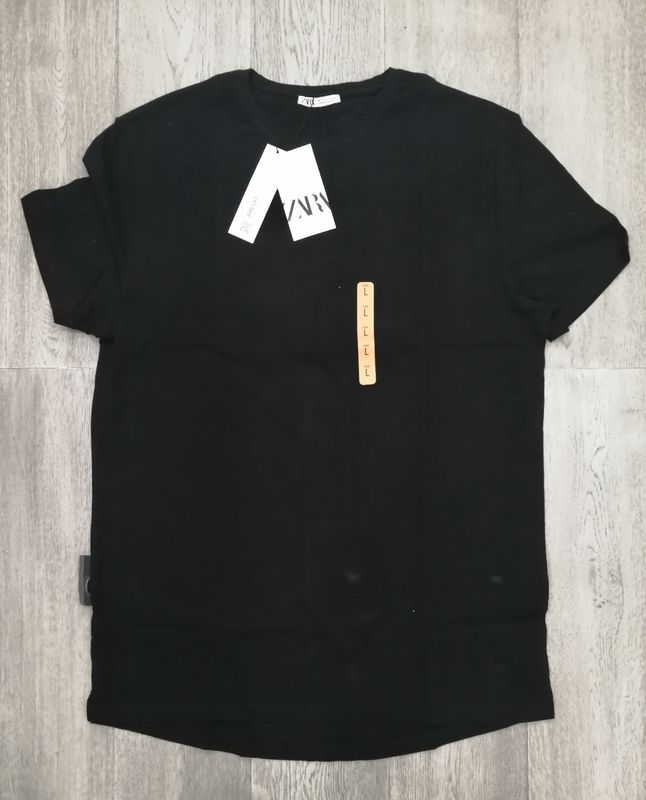 ZARA Women's Long T-Shirt – Black – 100% Cotton – New