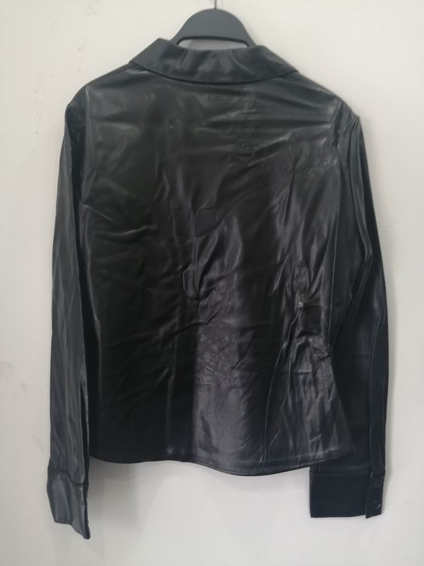 ZARA Women's Fitted Faux Leather Shirt – Black – New