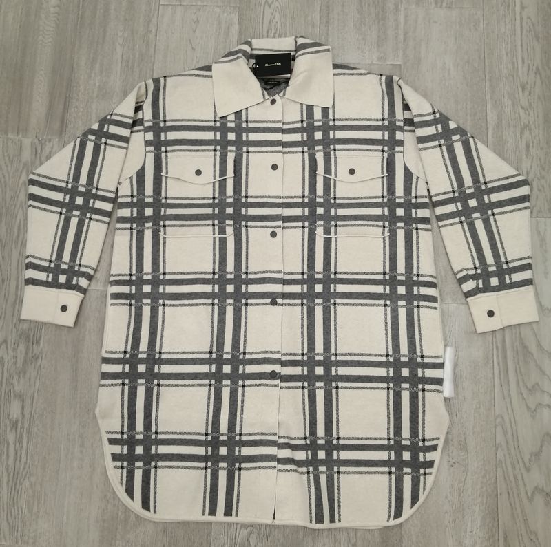 Massimo Dutti Front Button Full Sleeves Plaid Cardigan | New