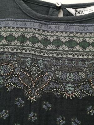 ZARA Printed Full Sleeves Beaded Top | New