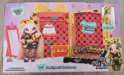 3-in-1 Backpack Bedroom Toy Set - Leopard Motif | New In Box