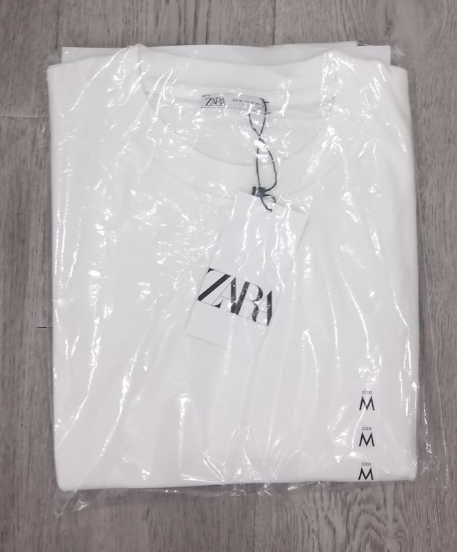 ZARA Men's T-Shirt – Off-White – 100% Cotton – New