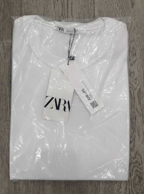 ZARA Men's T-Shirt – White – 100% Cotton – New