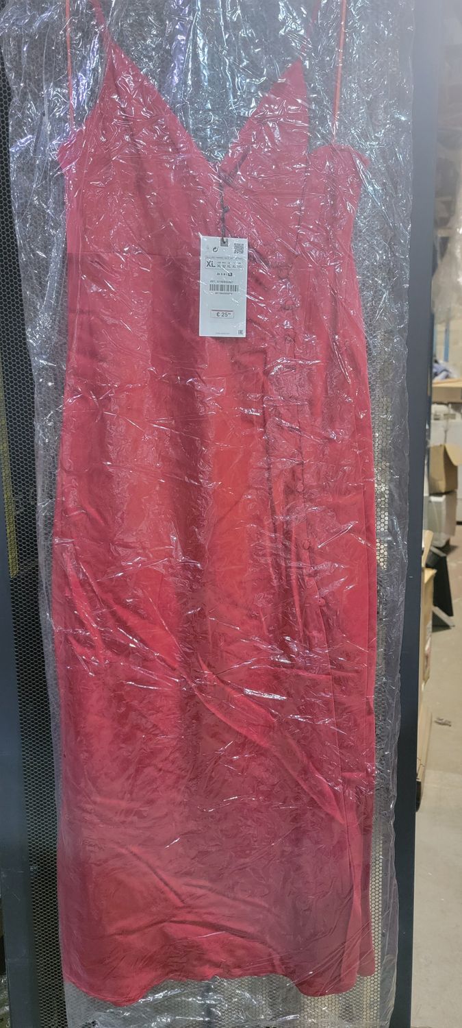NWT ZARA SS21 RED SATIN LINGERIE STYLE MIDI DRESS 8116/845