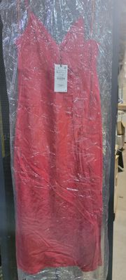 NWT ZARA SS21 RED SATIN LINGERIE STYLE MIDI DRESS 8116/845