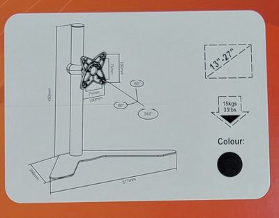 Monoprice Adjustable Tilting SINGLE Desk Mount Bracket for LCD LED (Max 33Lbs, 10~23) | MCD-T7 | PID: 5970 | NEW | 844660059707