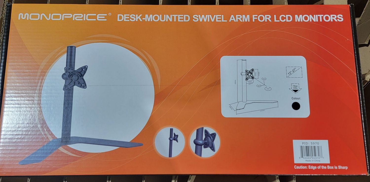 Monoprice Adjustable Tilting SINGLE Desk Mount Bracket for LCD LED (Max 33Lbs, 10~23) | MCD-T7 | PID: 5970 | NEW | 844660059707