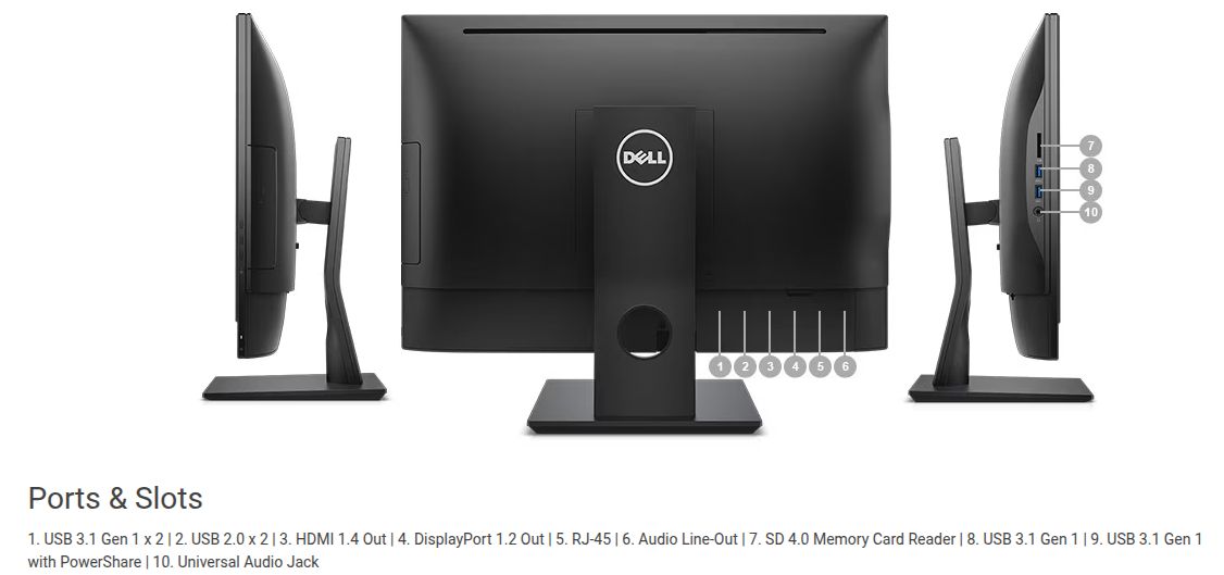 Dell OptiPlex 5250 AIO Intel Core i3-7100 3.90 GHz | 16GB | 500GB | 21.5&quot; FHD (1920 x 1080) | NO Camera | Wi-Fi | HDMI | DP | SD | Windows 11 Pro | 210-AKON