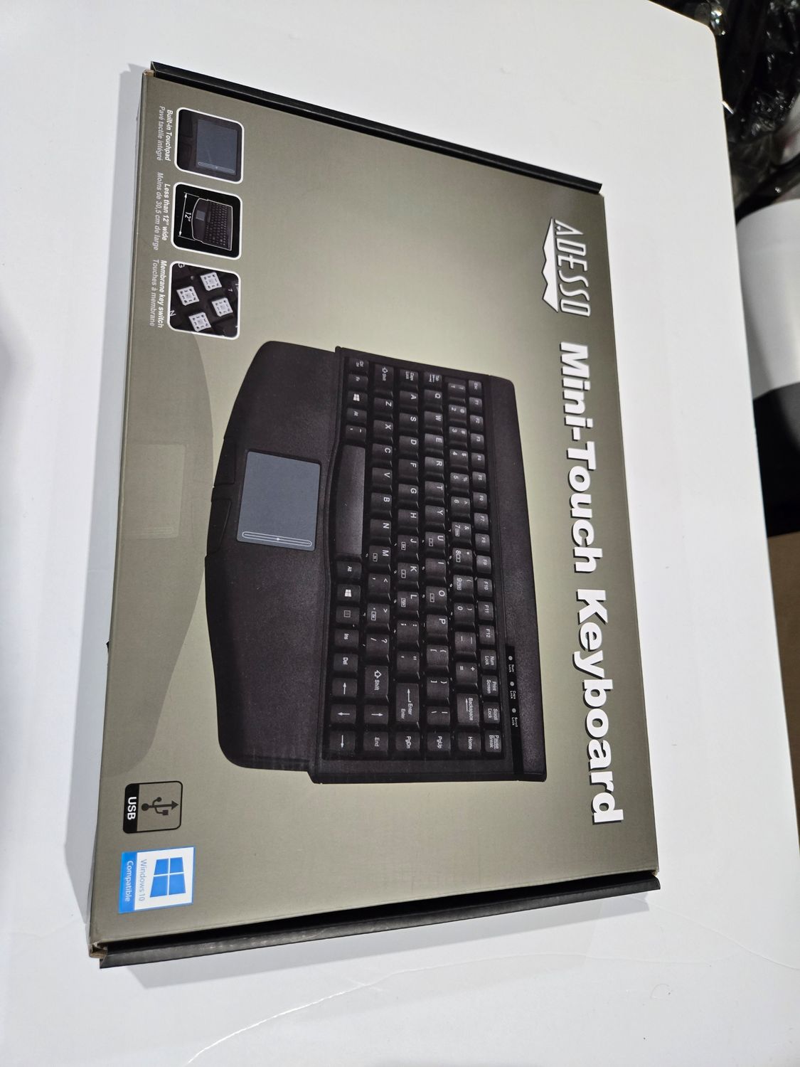Adesso ACK-540UB Mini-Touchpad Keyboard with built-in touchpad | Membrane keys witch | Less than 12&quot; wide