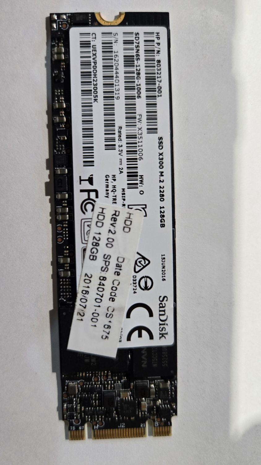 HP 128GB M.2 2280 SATA III Internal Solid State Drive | 840701-001 | 803217-001