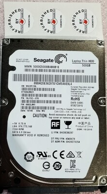 Lenovo 500GB 7200RPM 2.5" SATA Hard Drive – 45K0678 / 0C55542 / SH20D70254 / SH20E38297 / 1KJ152-070