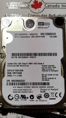 Western Digital 120GB 5400RPM 2.5" IDE Laptop Hard Drive – WD1200BEVE-00WZT0