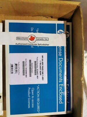HP Smart Array Advanced Pack – No Media, 1 Server, 1-Year 24x7 Support, Factory Sealed