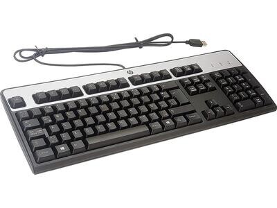 HP USB Wired Keyboard – Black &amp; Silver – 434821-002