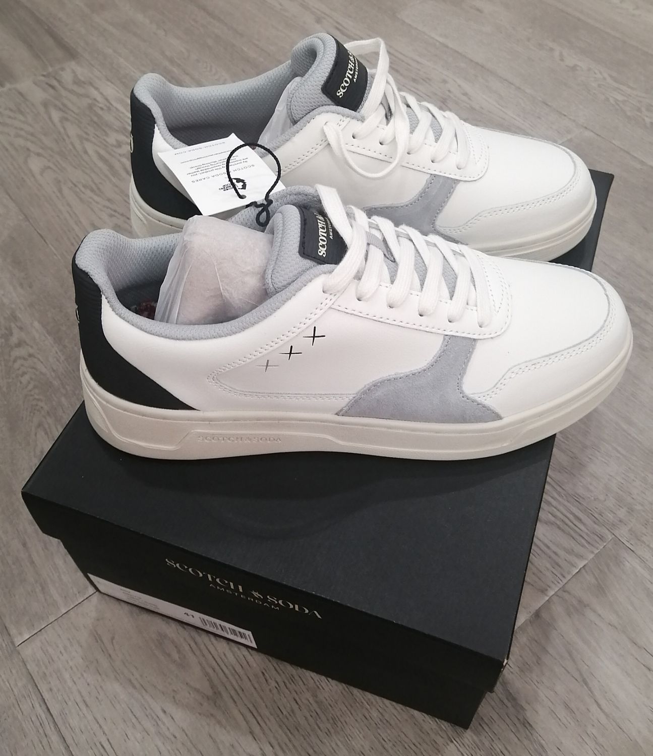 Scotch &amp; Soda Elliot Leather &amp; Suede Low-Top Sneakers – Multi White