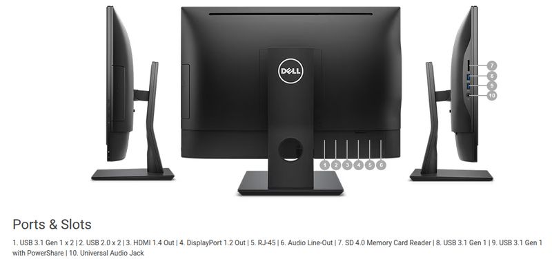 Dell OptiPlex 5250 AIO Intel Core i3-7100 3.90 GHz | 16GB | 500GB | 21.5" FHD (1920 x 1080) | NO Camera | Wi-Fi | HDMI | DP | SD | Windows 11 Pro | 210-AKON