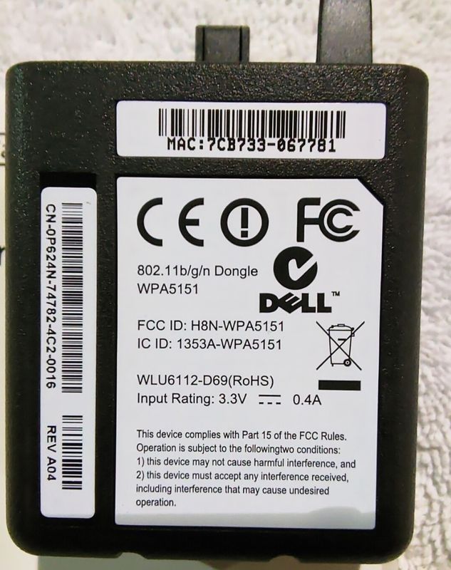 Dell 0P624N Wireless Printer Adapter (P624N / WPA5151)