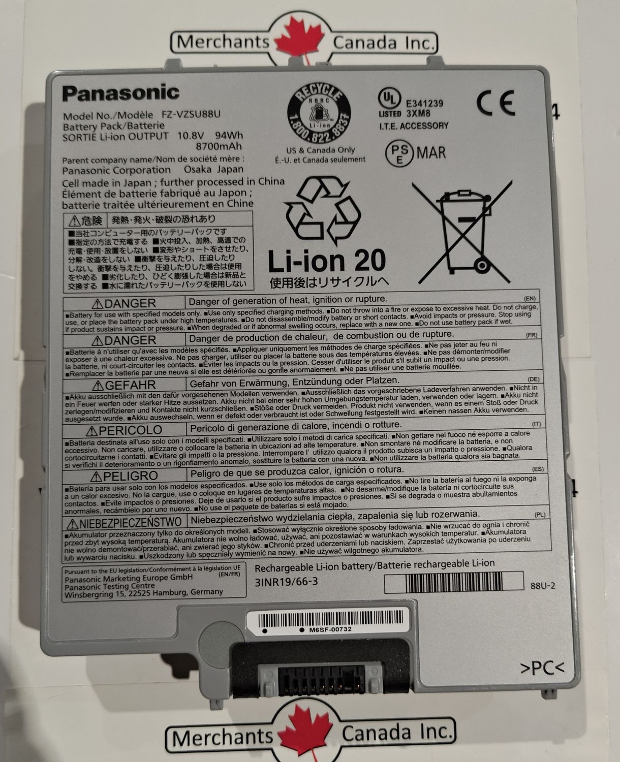 FZ-VZSU88U | Panasonic Li-Ion Extended Battery Pack (9 Cell) | 10.8V 94Wh | 8700mAh | Refurbished
